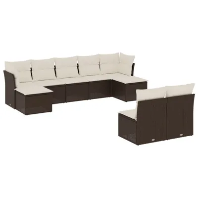 Produktbild von 9-tlg. Garten-Sofagarnitur mit Kissen Braun Poly Rattan