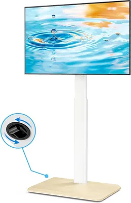 Image de Support TV mobile - Support TV pivotant - Visionnage TV flexible - Réglable en hauteur - Pour écrans de 24 à 55 pouces - Blanc