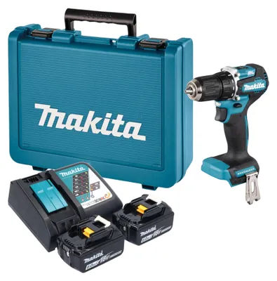 Produktbild von Makita DDF 487 RGE Akku Bohrschrauber 18 V 40 Nm Brushless + 2x Akku 6,0 Ah + Ladegerät + Koffer