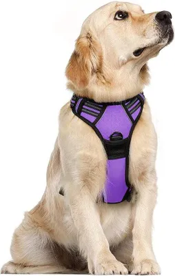 Imagen del producto de Arnés anti-tirones Unyqoos® para perros, reflectante y transpirable, con arnés de pecho suave y ajustable, talla XL (cuello de 58 a 89 cm, pecho de 53 a 96 cm), con sistema de enganche frontal y trasero