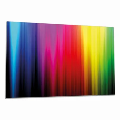 Produktbild von Wallario Herdabdeckplatte aus Glas, Größe 90 x 52 cm 1-teilig, Motiv Bunte Regenbogenstreifen auf Schwarz