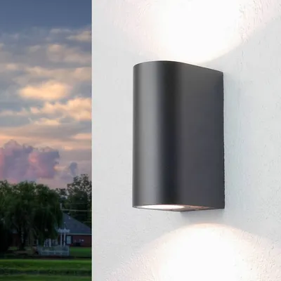 Immagine prodotto di AALBORG Lampada moderna da esterno Up Down in antracite IP44 Faretto da parete per l'illuminazione esterna della casa