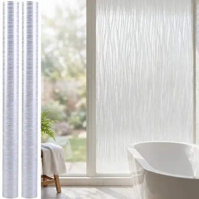 Produktbild von 2er-Set 3D Sichtschutzfolie Wellendesign für Fenster 45x200 cm - Statisch haftende Blickschutzfolie mit UV-Schutz  - Wiederverwendbare Dekofolie