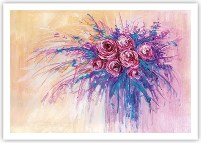 Produktbild von Poster - Poster ohne Rahmen - Blumenstrauß Blumen Rosen - 100x70 cm - Wand Bild - Wanddeko - Wandbilder - Kunstposter - Wandposter - Bilder - Kunstdruck - Wanddekoration - Wandbild - P2XAA100x70-4465