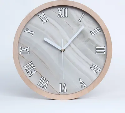 Produktbild von Holzuhr 30fi cm wanduhr - weiße Spitzen - Marmor Textur