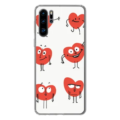 Produktbild von MuchoWow® Handyhülle Schutzhülle Hülle für Huawei P30 Pro Eine Illustration von neun Herzen mit Emotionen Silikon Softcase Handy Hülle - Schutzdeckel