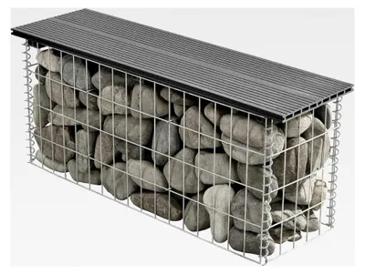 Produktbild von WPC Gabionenbank wetterfest Gartenbank 100x45x30cm Grau