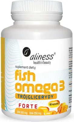 Productafbeelding van ALINESS Visolie Omega 3 Forte, triglyceridevorm, EPA 500 mg, DHA 250 mg. Voor hart en hersenen. 60 kJ
