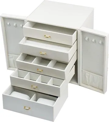 Produktbild von Famanu Schmuckbox für Damen - Aufbewahrung für Schmuck mit 5 Schubladen