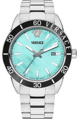 Produktbild von Versace Greca Herrenuhr silber tuerkis