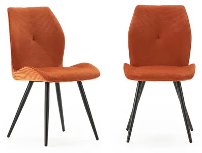 Image de CALICOSY - Lot de 2 chaises en tissu avec pieds en métal noir L45 cm - ADAYA