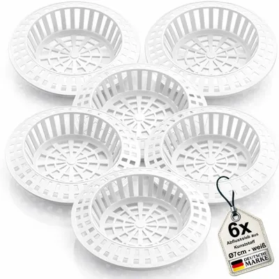 Produktbild von 6er Set Abflusssiebe 7 cm für Waschbecken, Spüle und Dusche