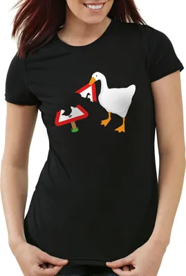 Produktbild von style3 Gänse Panik Damen T-Shirt gans videospiel, Farbe:Schwarz, Größe:L
