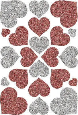Produktbild von HERMA Herzen Rot & Silber, Glittery, Papier, Rot, Silber, Permanent, Junge/Mädchen, Love, Valentinstag