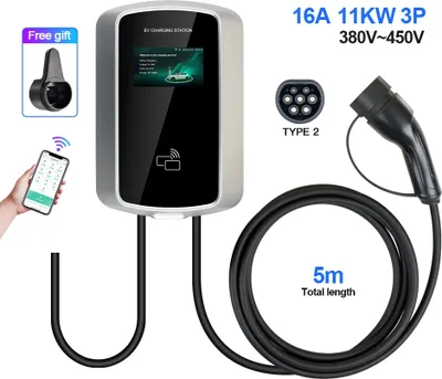 Produktbild von Ladestation für Elektrofahrzeuge, intelligente App-Steuerung, einstellbare Stromstärken, 11 kW 16a 3 Phase, Typ2