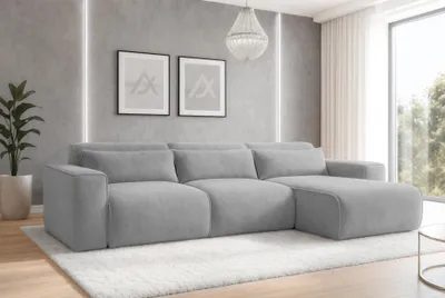 Image de AX LIVING Canapé d'angle convertible Ruyam Gris foncé Canapé 310 cm D
