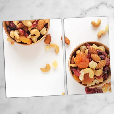 Produktbild von Glas-Herdabdeckplatten Glaskeramikkochfeld-Abdeckung Spritzschutz Glas 70x52 cm Getrocknete Früchte und Nüsse