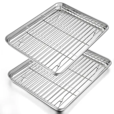 Produktbild von Backblech mit Abkühlgitter Set - 2 Backbleche und 2 Gitter für den Ofen