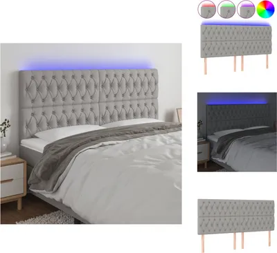 Produktbild von vidaXL LED Kopfteil Hellgrau 200x7x118/128 cm Stoff -  Kopf- & Fußenden
