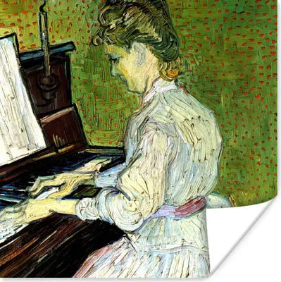 Produktbild von MuchoWow® Poster Marguerite Gachet am Klavier - Vincent van Gogh 30x30 cm - Wandposter - Printing