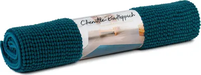 Produktbild von GÖZZE Chenille Badteppich 60x100 cm Badvorleger Anti-Rutsch-Beschichtung petrol