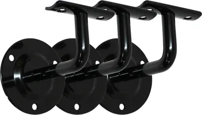 Produktbild von Handlaufhalter Set 3 Stück HLH 1102 Schwarz gewölbte Auflage Handlaufträger