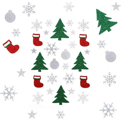Produktbild von Weihnachtssticker Glitzer 135 Stück Schneeflocke Stern Aufkleber Selbstklebend Basteln Deko Geschenk Set
