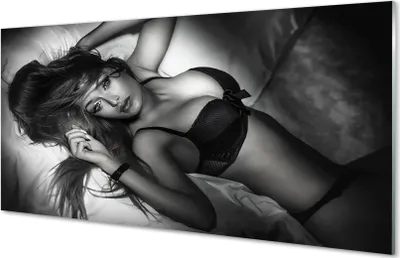 Produktbild von Glasbilder 120x60 Wandkunst Weibliche schwarz und weiß