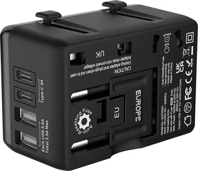Produktbild von Universal Reiseadapter Stecker mit 4 USB EU UK US AU AC Strom Ladegerät Adapter Steckdosen Konverter