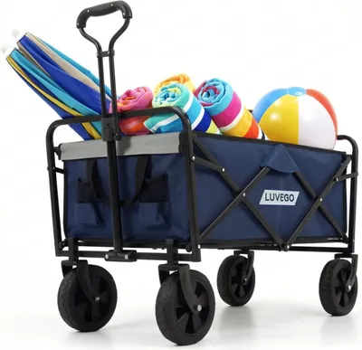 Produktbild von Luvego Bolder Cart Foldable - Up to 80KG Carrying Capacity - 90L - 90x52x55 CM - 360º Wheels - Bolderwagen / Bolder Carts / Beach Cart / Trekking Cart / Foldable Bolder Cart - For Beach - Dark Blue