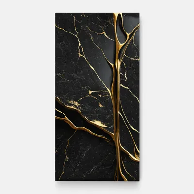 Produktbild von ARTHUB® Leinwandbild 40x80 cm, Black Square Marble | Wohnzimmerdekoration, Hängende Bilder, Wanddekoration, Heimdekoration, Abstrakte, Marmor