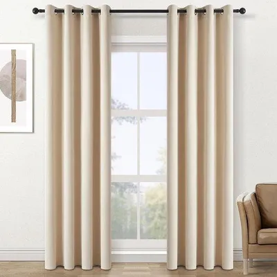 Productafbeelding van Allecta - Beige Thermisch Ondoorzichtig Gordijn Met Oogjes 140x225 cm voor Woonkamer Verduistering