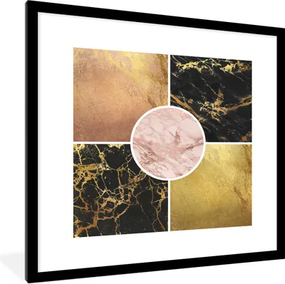 Produktbild von MuchoWow® Gerahmtes Poster Marmor - Gold - Luxus 40x40 cm - Poster mit Schwarzem Bilderrahmen Wandposter Rahmen Foto Bilder - Poster - Plakat im Rahmen