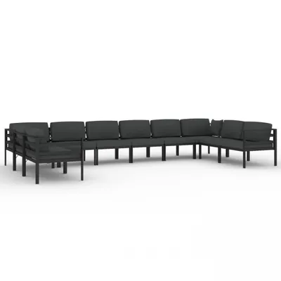 Produktbild von 10-tlg. Garten-Lounge-Set mit Kissen Aluminium Anthrazit