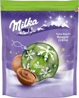 Produktbild von Milka Feine Kugeln Nougat-Crème 90g (grün)