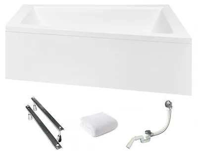 Produktbild von Aqua For You | Besco Asymmetrische Badewanne Intima Duo - 180x125 Cm - mit Verkleidung - Antibakterielle Beschichtung - Eckbadewanne - Rechts Seite