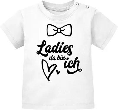 Produktbild von Baby Langarmshirt Babyshirt Ladies da bin ich Jungen Shirt Moonworks® weiß 56/62 (1-3 Monate)