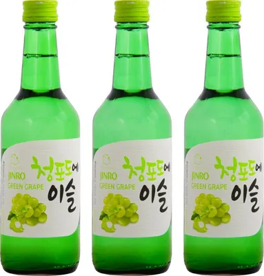 Produktbild von [ 3x 360ml ] HITEJINRO Soju Jinro Green Grape / Soju mit Traubengeschmack Alc. 13% vol.