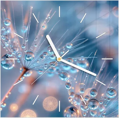 Produktbild von Wanduhr aus Glas mit Motiv Wassertropfen Kunst- 30 x 30 cm - inkl. Aufhängesystem