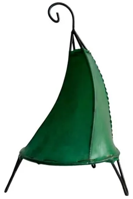 Productafbeelding van Oosterse lamp, hennalampe, Marokkaanse lederen lamp, tafellamp, vloerlamp, Henna Tissir, effen, 35-38 cm, groen