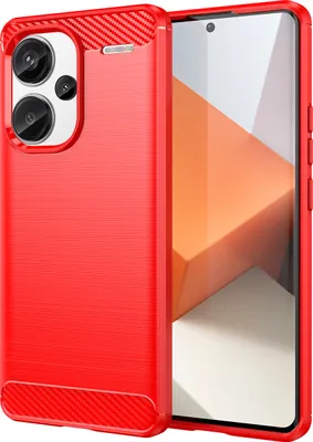 Produktbild von Hülle für Xiaomi Redmi Note 13 Pro+ Carbon-Faser Weich TPU Silikon Stoßfest Handyhülle Rot
