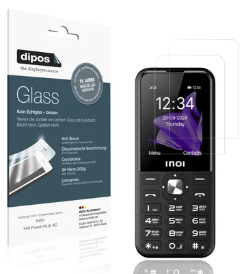 Produktbild von 2x Schutzfolie für INOI 340 PowerHub 4G - Anti-Shock 9H Folie dipos Glass Kunststoffglas