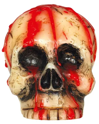 Produktbild von Blutige Totenkopf Kerze als Halloween Deko 10cm