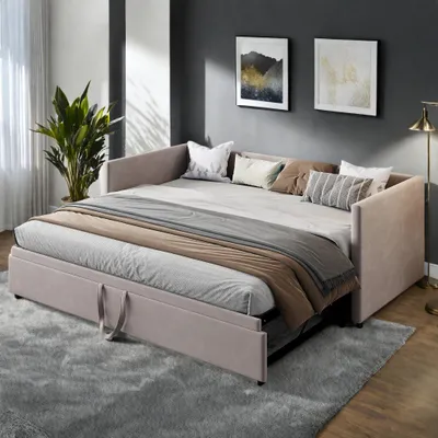 Immagine prodotto di Divano letto ProximaX, pieghevole, 2 posti, 90/180 x 200 cm, struttura letto, 2 posti, pieghevole, con rete a doghe, estensibile, velluto (grigio)