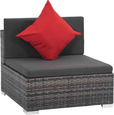 Image de vidaXL Ensemble salon de jardin 8 pièces avec coussins Poly rotin gris