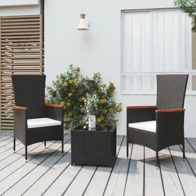 Image de Maison Exclusive - Ensemble de salon de jardin 3 pcs noir poly rotin et acier