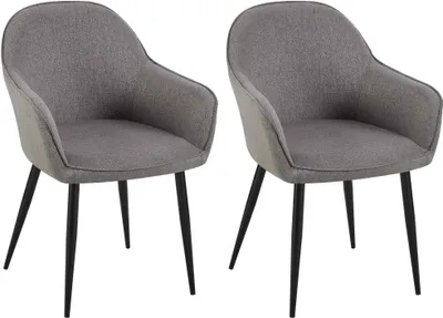 Produktbild von 2er Set Esszimmerstühle HLO-CP12 Stoff  dunkelgrau
