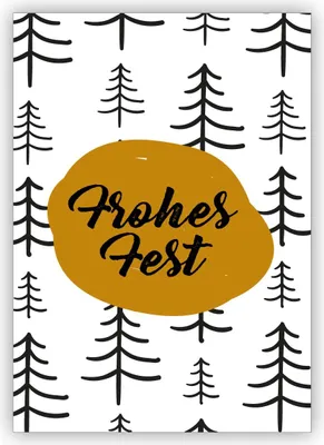 Produktbild von 4x Coole moderne Retro Weihnachtskarte mit Weihnachts Wald: Frohes Fest