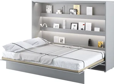 Produktbild von MEBLINI Schrankbett Bed Concept - Wandbett mit Lattenrost - Klappbett mit Schrank - Wandklappbett - Murphy Bed - Bettschrank - BC-04 - 140x200cm Horizontal - Grau Matt