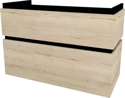 Produktbild von Devo Waschtischunterschrank mit 2 Schubladen Viva 2.0 BxHxT 97 x 66 x 44 cm oak halifa x white